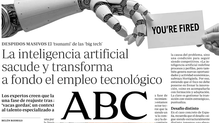 ABC destaca a Inmaculada Sánchez Ramos, presidenta de la Asociación Española de Ingenieros de Telecomunicación de Madrid, por su análisis sobre el impacto de la IA en el empleo tecnológico